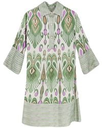 BYE Firenze - Ikat-Print Button-Down Mini Dress - Lyst