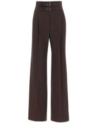 Marella - Buckled-Strap Wide-Leg High-Waisted Trousers - Lyst