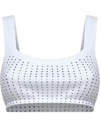 The Attico - Crystal-Embellished Ribbed Top - Lyst