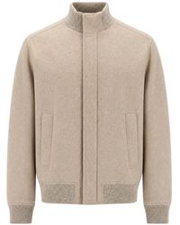 Paul & Shark - Kasjmier Bomberjack Met Geribbelde Afwerking - Lyst