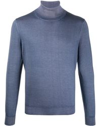 Canali Jersey Knit High Neck Sweatshirt - Blue