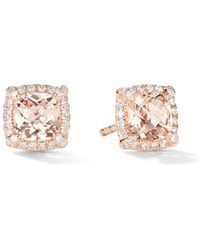David Yurman - 18kt Rose Gold Petite Chatelaine Morganite And Diamond Stud Earrings - Lyst