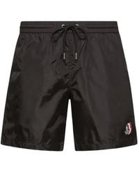 Moncler - Logo-Patch Drawstring Swim Shorts - Lyst