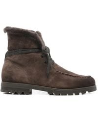 Santoni - Shearling-Trim Suede Ankle Boots - Lyst