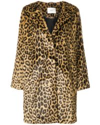 Just Female Faux Fur Leopard Print Coat - Multicolor