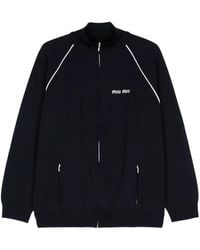 Garment-dyed blouson jacket with embroidered logo ブルゾン Miu Miu Garment-Dyed Blouson Jacket With Embroidered Logo in