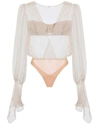 Elisabetta Franchi - Crepon Bodysuit With Micro-Polka Dot Print - Lyst