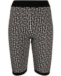 Balmain - Monogram-Print Knitted Shorts - Lyst