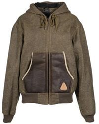 R13 - Shearling-Pocket Zip-Up Hoodie - Lyst