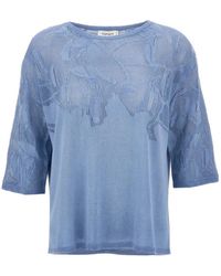 Kangra - Openwork-Detail Three-Quarter-Sleeve Sweater - Lyst