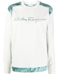 Ferragamo - Logo Cotton Sweatshirt - Lyst