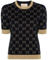 Gucci - gg-jacquard Lamé Knitted Top - Lyst
