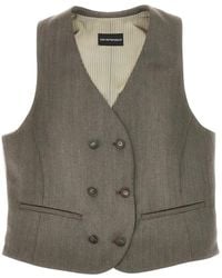 Emporio Armani - Double-Breasted Virgin Wool Waistcoat - Lyst