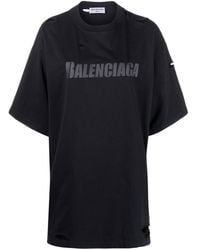 Balenciaga - Distressed Logo-print T-shirt - Lyst