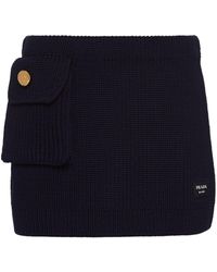 Prada - Ribbed-knit Wool Miniskirt - Lyst