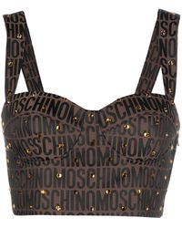 Moschino - Logo-print Crystal-embellished Top - Lyst