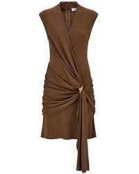 Ferragamo - Viscose Mini Dress With Gathered Waist - Lyst