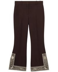 Burberry - Cropped Embroidered Wool Silk Flared Trousers - Lyst