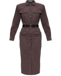 Self-Portrait - Cotton Belted Midi Dress - Lyst