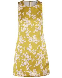 Elisabetta Franchi - Floral Satin Dress With Tulle Back And Side Zipper - Lyst