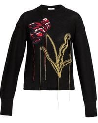 Erdem - Trui Met Ronde Hals En Bloemen-Intarsia - Lyst
