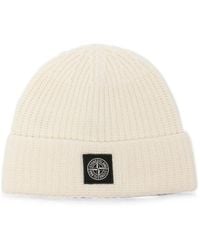 Stone Island - Logo-Patch Ribbed-Knit Beanie Hat - Lyst