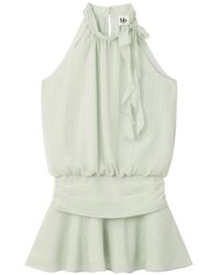 B+ AB - Ruffled-Trim Pinstriped Mini Dress - Lyst