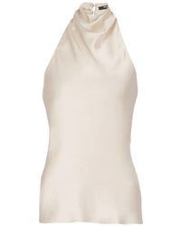 Balmain - Haut En Satin À Col Bénitier - Lyst