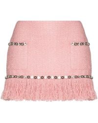 Area - Fringed Tweed Miniskirt - Lyst