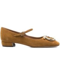 Ferragamo - Buckle-Detail Suede Pumps - Lyst