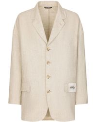 Dolce & Gabbana - Blazer Boutonné À Patch Logo - Lyst