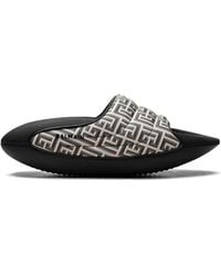 Balmain - B-It Padded "Monogram Print" Slides - Lyst