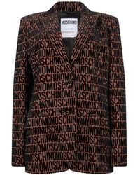 Moschino - Logo-Pattern Single-Breasted Blazer - Lyst