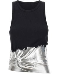 Rabanne - Foil-Finish Asymmetric Tank Top - Lyst