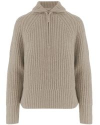 Allude - Ribbed-Knit Half-Zip Sweater - Lyst