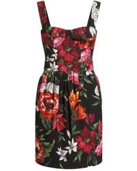 Dolce & Gabbana - Abito Corto Con Stampa A Fiori - Lyst