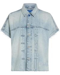 KARL LAGERFELD - Acid-Wash Short-Sleeve Denim Jacket - Lyst