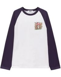 MSGM - Long-Sleeve Graphic-Print T-Shirt - Lyst