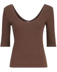 Brunello Cucinelli - Stretch Cotton Ribbed Jersey T-Shirt With Monili - Lyst