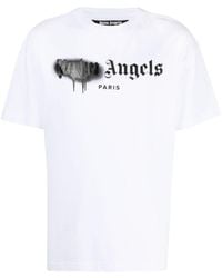 Palm Angels - Paris Spray Paint Logo White T-shirt - Lyst
