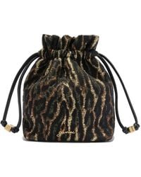 Ganni - Drawstring Logo-Detail Bucket Bag - Lyst