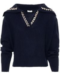 Fracomina - Crystal-Embellished Ribbed-Knit Sweater - Lyst