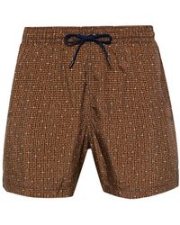 Canali - Geometric-Pattern Swim Shorts - Lyst