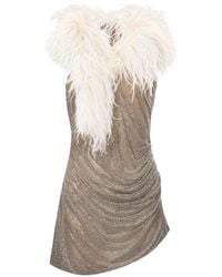 GIUSEPPE DI MORABITO - Feather-Trim Crystal-Embellished Mini Dress - Lyst