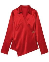 Danamé - Wrap-Style Satin Blouse - Lyst