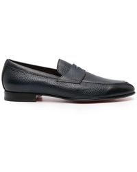 Santoni - Grained Leather Loafers - Lyst