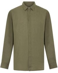 Roberto Cavalli - Logo-Embroidered Linen Shirt - Lyst