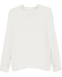 Giorgio Armani - Tie-Back High-Neck Silk Blouse - Lyst