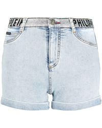 Philipp Plein - Logo-embellished Denim Shorts - Lyst