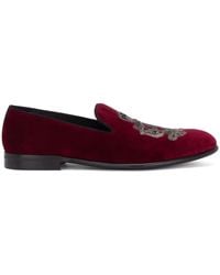 Dolce & Gabbana - Embroidered Velvet Slippers - Lyst